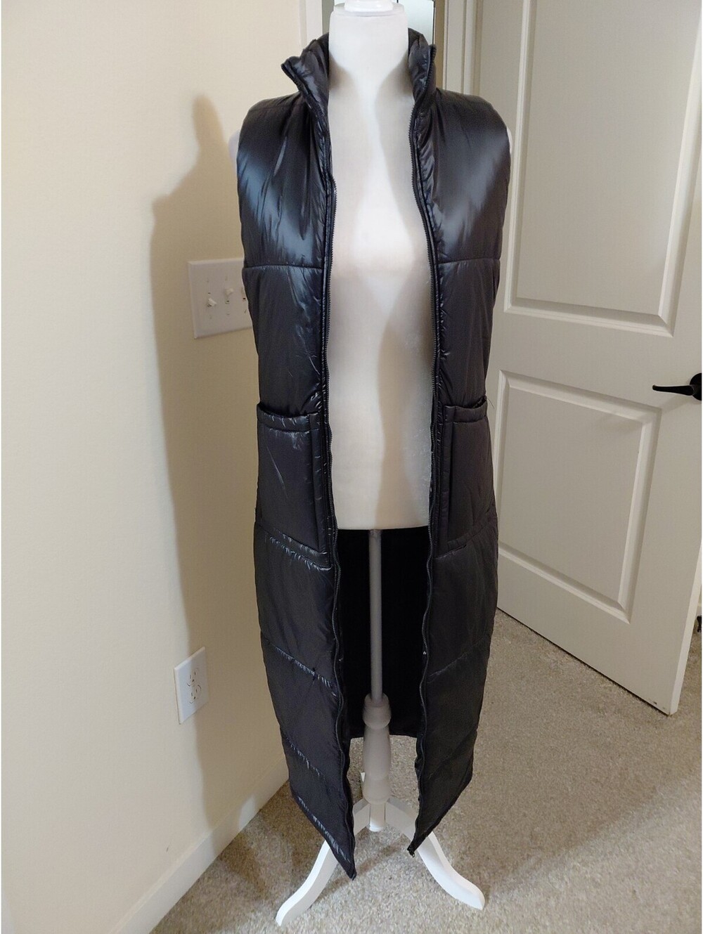 36 Point 5 Sleeveless Puffer Long Coat Black Size S EUC #978